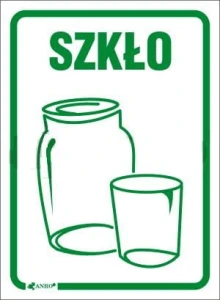 Naklejka na kosz do segregacji SZKŁO zielona/biała