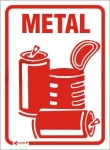 Naklejka na kosz do segregacji METAL czerwona/biała