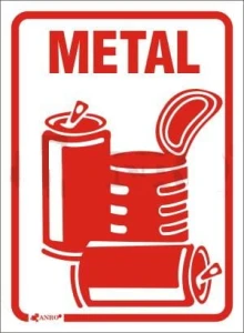 Naklejka na kosz do segregacji METAL czerwona/biała