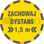  Oznaczenie podłogowe ZACHOWAJ DYSTANS 1,5m folia samoprzylepna CZERWONA/ŻÓŁTA