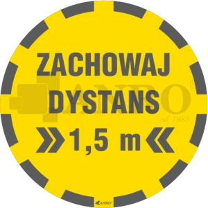  Oznaczenie podłogowe ZACHOWAJ DYSTANS 1,5m folia samoprzylepna CZERWONA/ŻÓŁTA