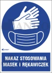 Oznaczenie NAKAZ STOSOWANIA  MASEK I RĘKAWICZEK PVC/Folia samoprzylepna