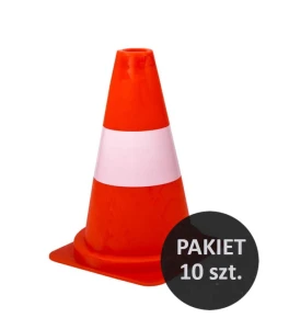 Pachołek drogowy 30 cm pomarańczowy - białe pasy PAKIET 10 szt.