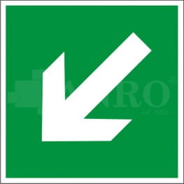 Znak KIERUNEK DROGI EWAKUACYJNEJ SKOŚNY PS fotoluminescencyjna 15x15