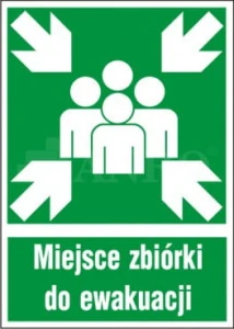Znak MIEJSCE ZBIÓRKI DO EWAKUACJI PS fotoluminescencyjna 150x205 mm