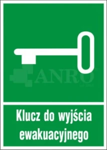 Znak KLUCZ DO WYJŚCIA EWAKUACYJNEGO PS fotoluminescencyjna 150x205 mm