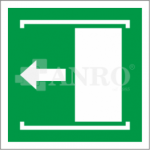 Znak DRZWI PRZESUWANE (W LEWO ŻEBY OTWORZYĆ) FS/ PS z nadrukiem fotoluminescencyjnym 15x15