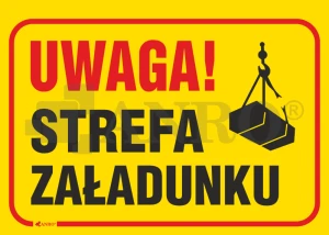 Znak UWAGA STREFA ZAŁADUNKU PVC  B53 25x35