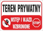 Znak TEREN PRYWATNY WSTĘP I WJAZD WZBRONIONE PVC B25 25x35