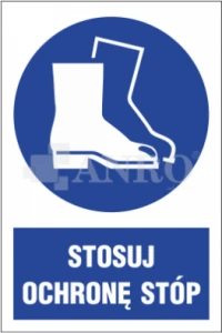 Znak STOSUJ OCHRONĘ STÓP FS/ PVC 20x30