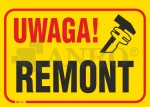 Znak UWAGA REMONT PVC B09 25x35