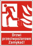 Znak  DRZWI PRZECIWPOŻAROWE ZAMYKAĆ LEWE FS / PS fotoluminescencyjna 150x205
