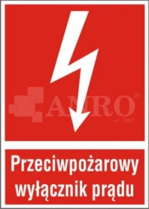 Znak PRZECIWPOŻAROWY WYŁĄCZNIK PRĄDU FS/ PS fotoluminescencyjna 150x205