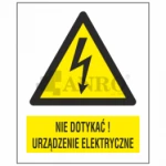 Znak NIE DOTYKAĆ URZĄDZENIE ELEKTRYCZNE folia samoprzylepna 74x105