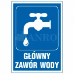 Znak GŁÓWNY ZAWÓR WODY folia samoprzylepna 150x205