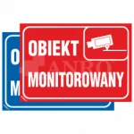 Znak OBIEKT MONITOROWANY PVC płyta twarda 15x21 CZERWONA/NIEBIESKA