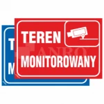 Znak TEREN MONITOROWANY PVC płyta twarda 15x21 CZERWONA/NIEBIESKA