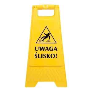 Tablica żółta UWAGA ŚLISKO potykacz 57x30 cm