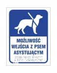 ZNAK PIES ASYSTUJĄCY Z NADRUKIEM W ALFABECIE BRAILLE'A