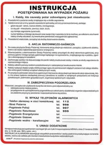 INSTRUKCJA POSTĘPOWANIA NA WYPADEK POŻARU PVC IP001 250x350
